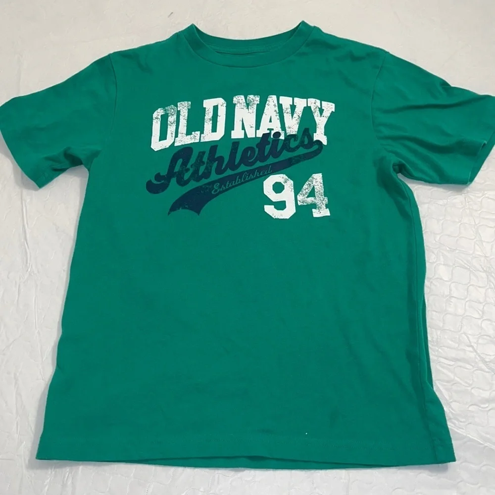Old Navy green navy graphic short sleeve t-shirt L 10-12